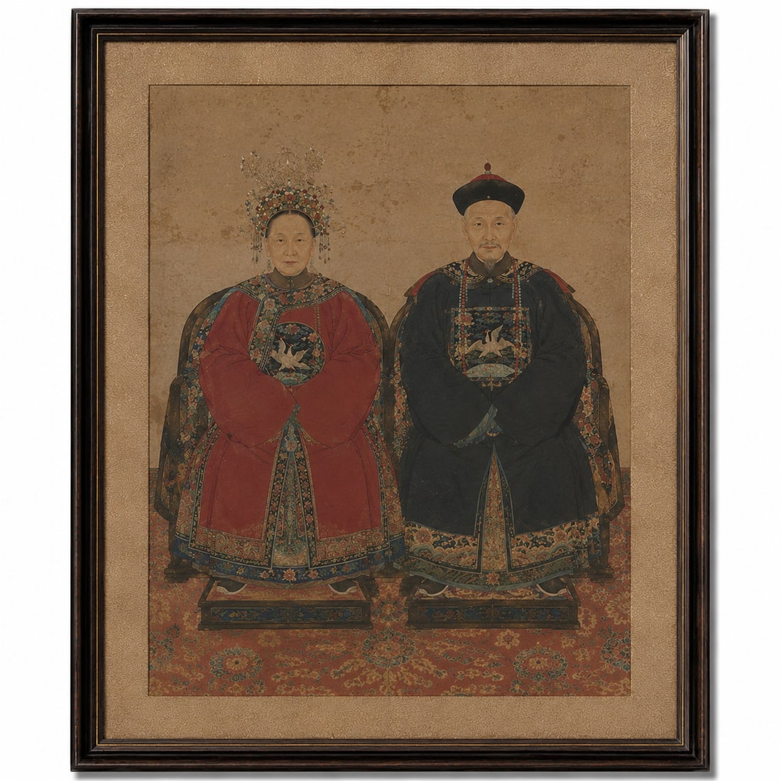 Chinese Self-Portrait of an Ancestor 114#: Dimension: 25.5x52.5 inch, please note Due to manual measurement, dimensions may vary. , please note buyers are obligated to come to the site to inspect the condition and details of the item. conditio