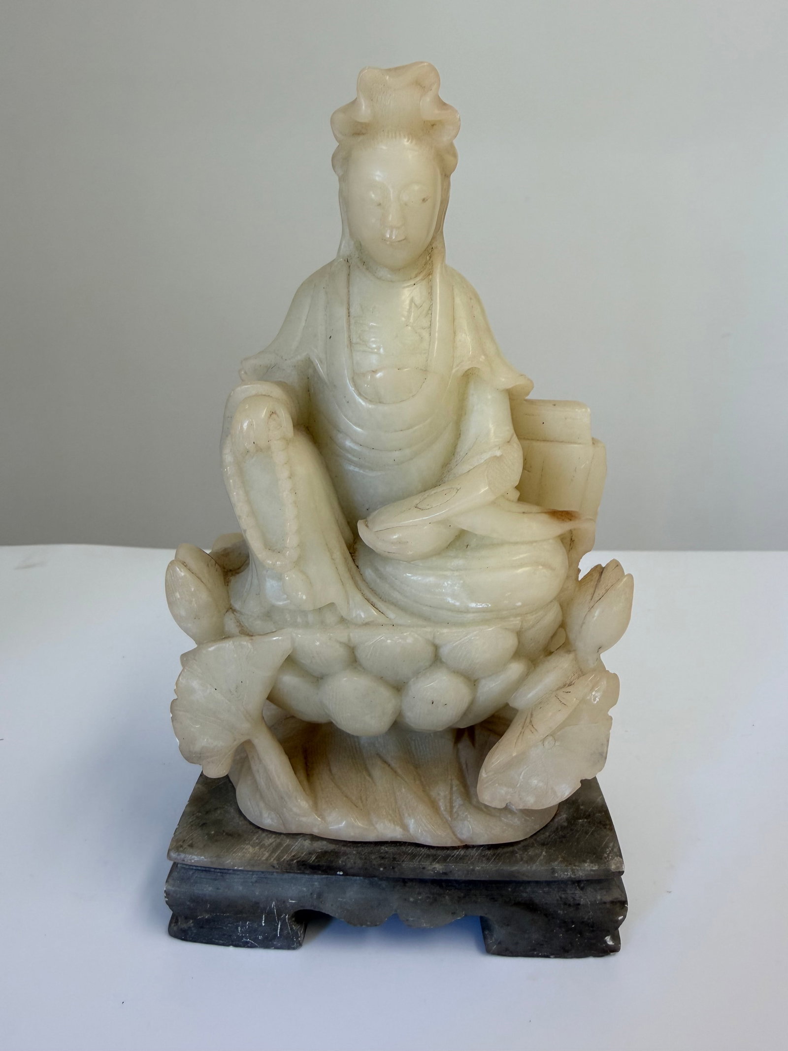 Chinese White jade stone Carved Guanyin figure (1 of 6)