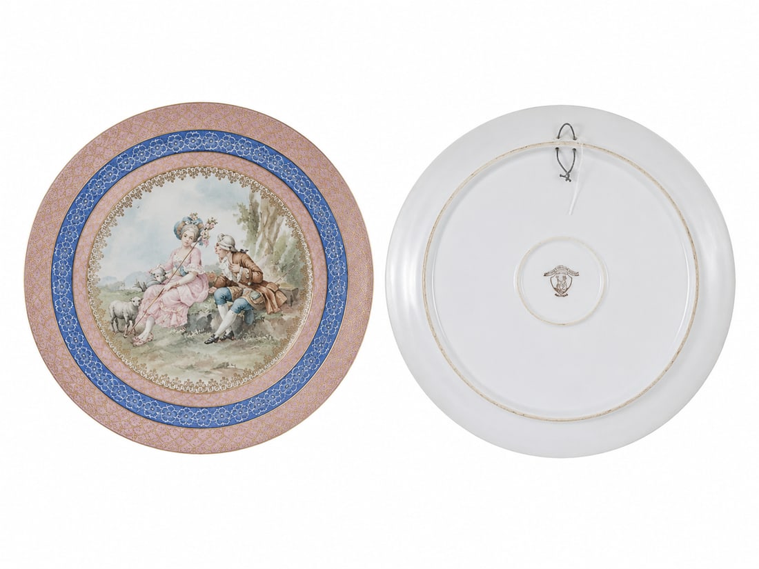 ANTIQUE KARLSBAD PAINTED PORCELAIN PLATE: Dimension: 9 inch, please note Due to manual measurement, dimensions may vary. , please note buyers are obligated to come to the site to inspect the condition and details of the item. condition