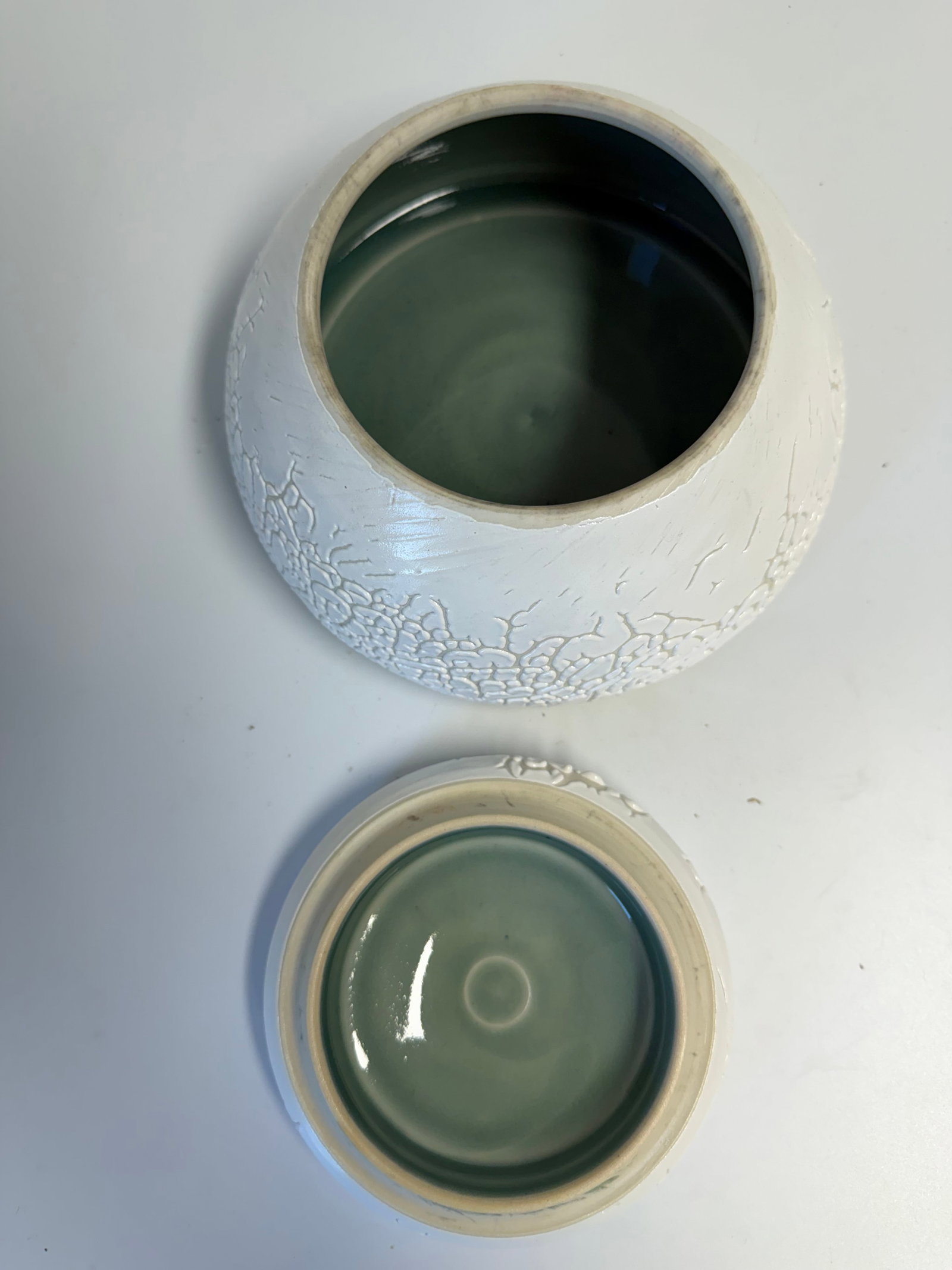 Vintage studio white glazed Ceramic jar - 3