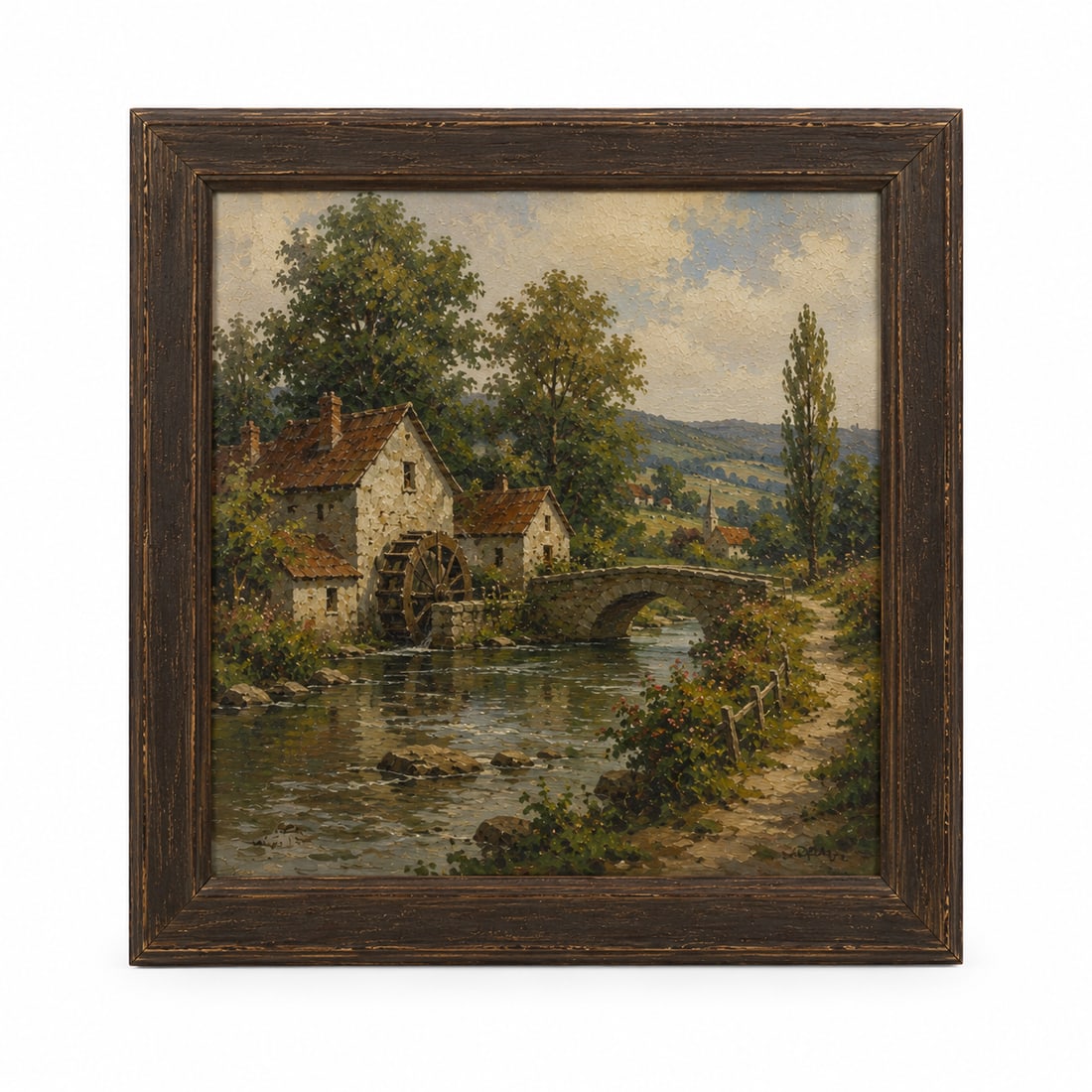 AMERICAN OIL PAINTING framed: Dimension: 16 x16 inch, please note Due to manual measurement, dimensions may vary. Condition: Good used condition, please note buyers are obligated to come to the site to inspect the condition and