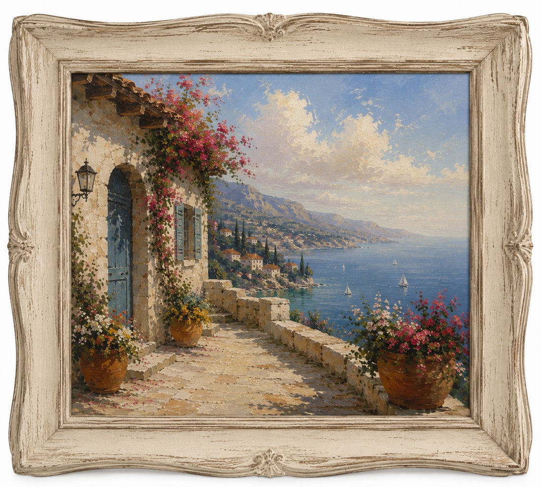 Vintage Oil Painting town Framed (1 of 1)