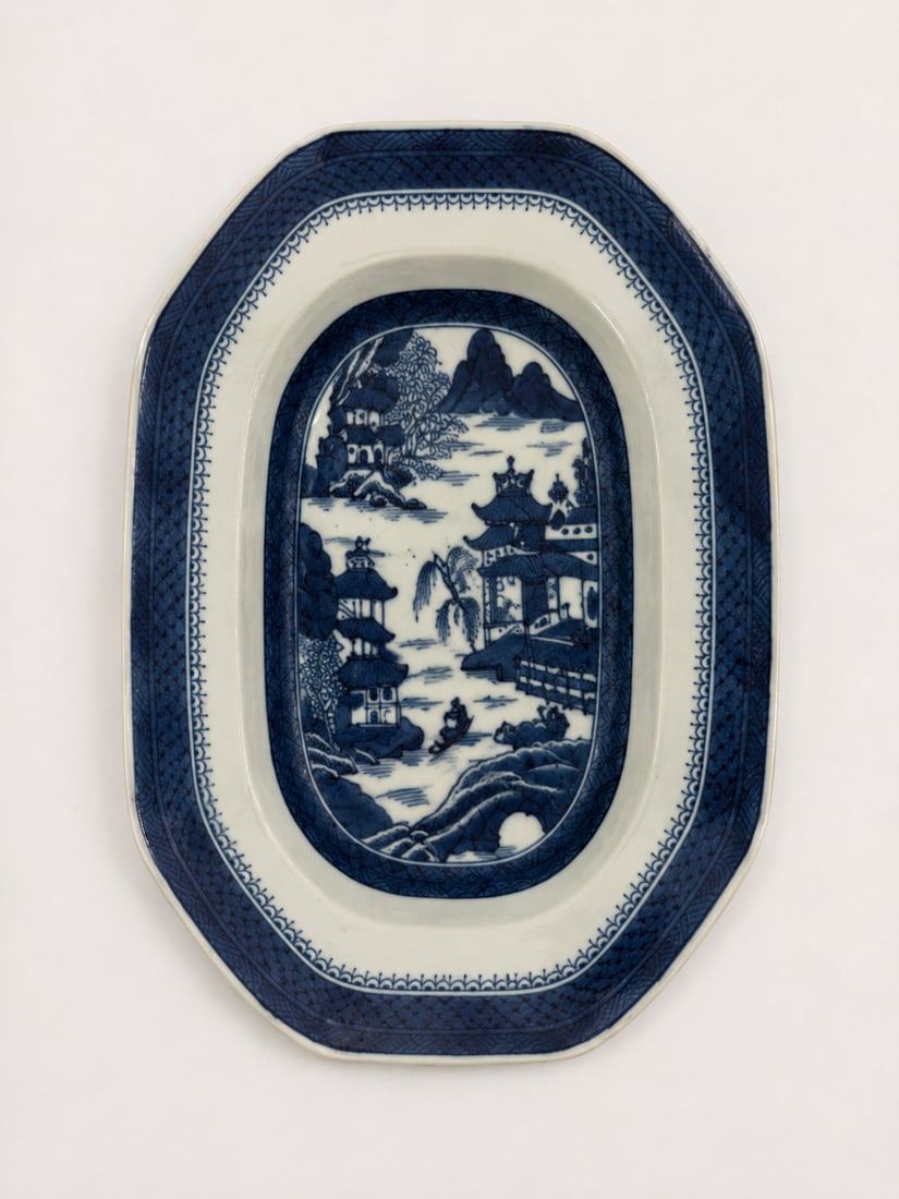 Chinese blue and white landscape plate (1 of 2)
