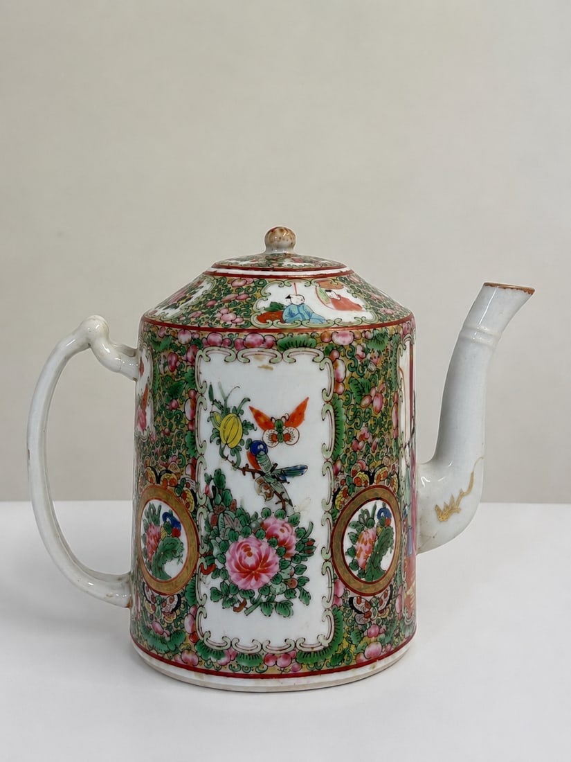 Chinese enamel famille rose porcelain teapot (1 of 3)