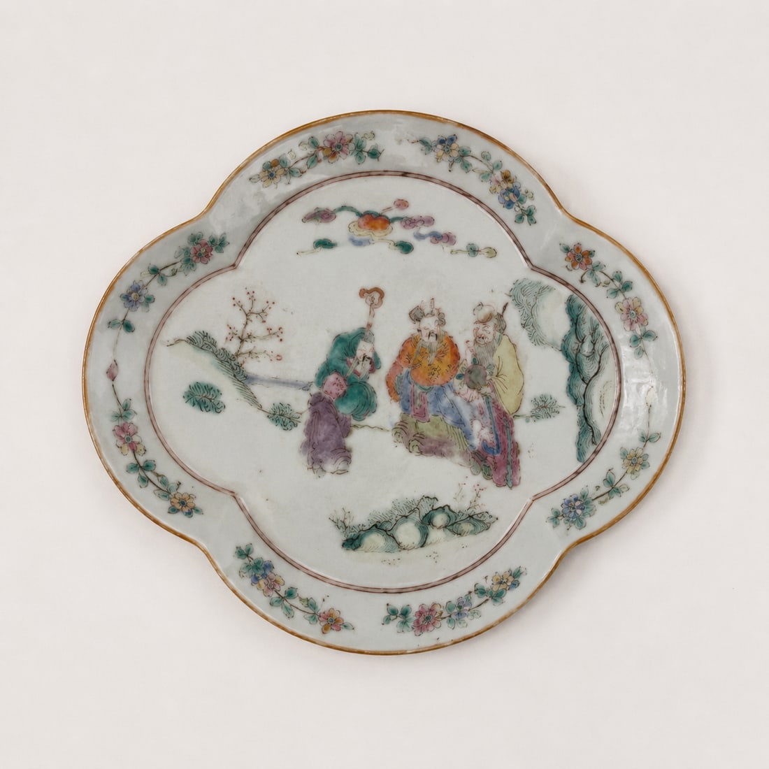 Chinese enamel famille rose figures porcelain plate (1 of 2)