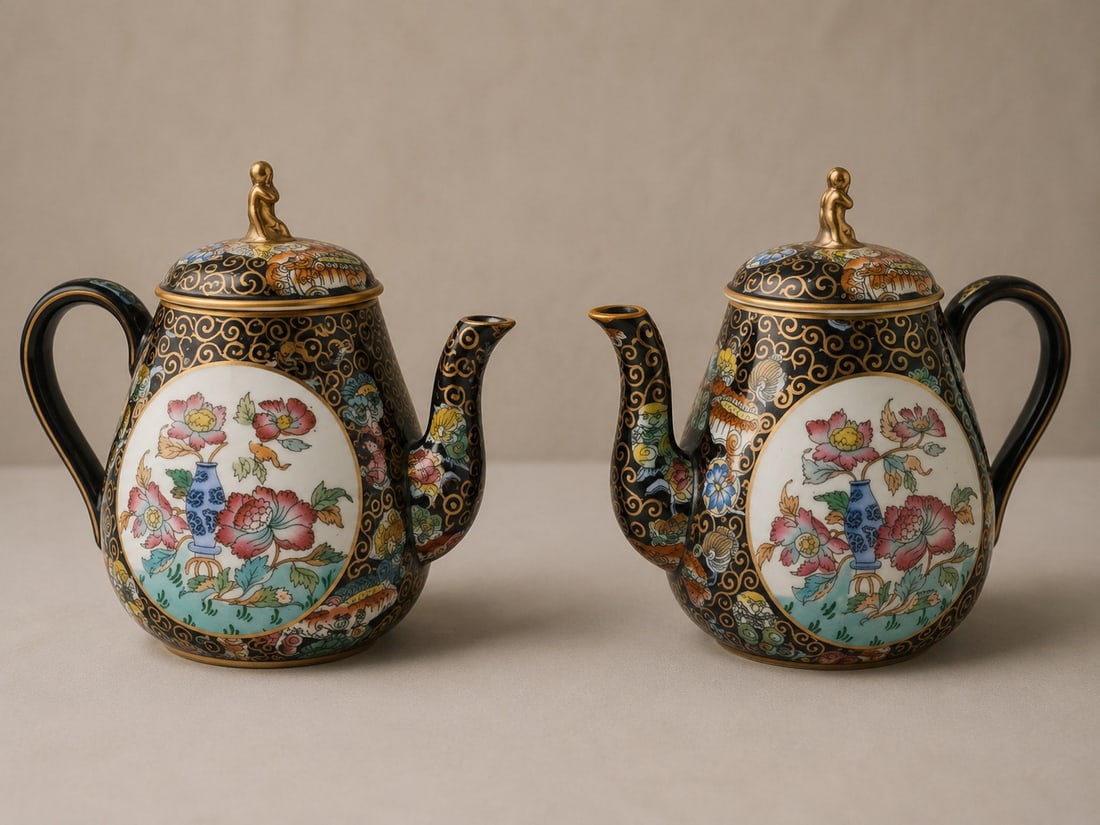Pair of Japanese teapots: Dimension: 6 inches , please note Due to manual measurement, dimensions may vary. Condition: Good used condition, please note buyers are obligated to come to the site to inspect the condition and deta