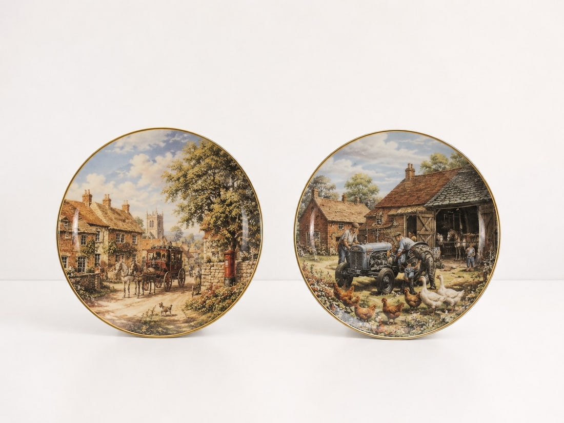 Pair Of Vintage Print Countryside Collector Plates: Dimension: 9 inches , please note Due to manual measurement, dimensions may vary. Condition: Good used condition, please note buyers are obligated to come to the site to inspect the condition and deta