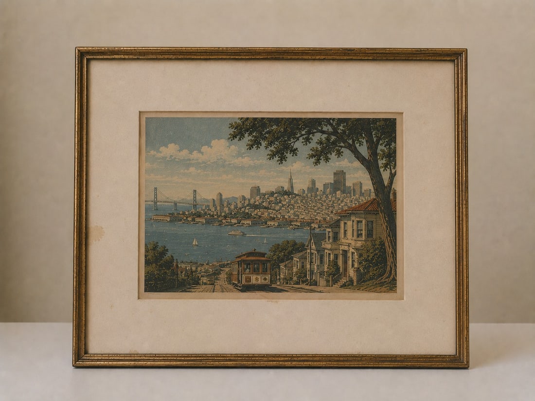 Vintage San Francisco Framed Print: Dimension: 16 inches , please note Due to manual measurement, dimensions may vary. Condition: Good used condition, please note buyers are obligated to come to the site to inspect the condition and det