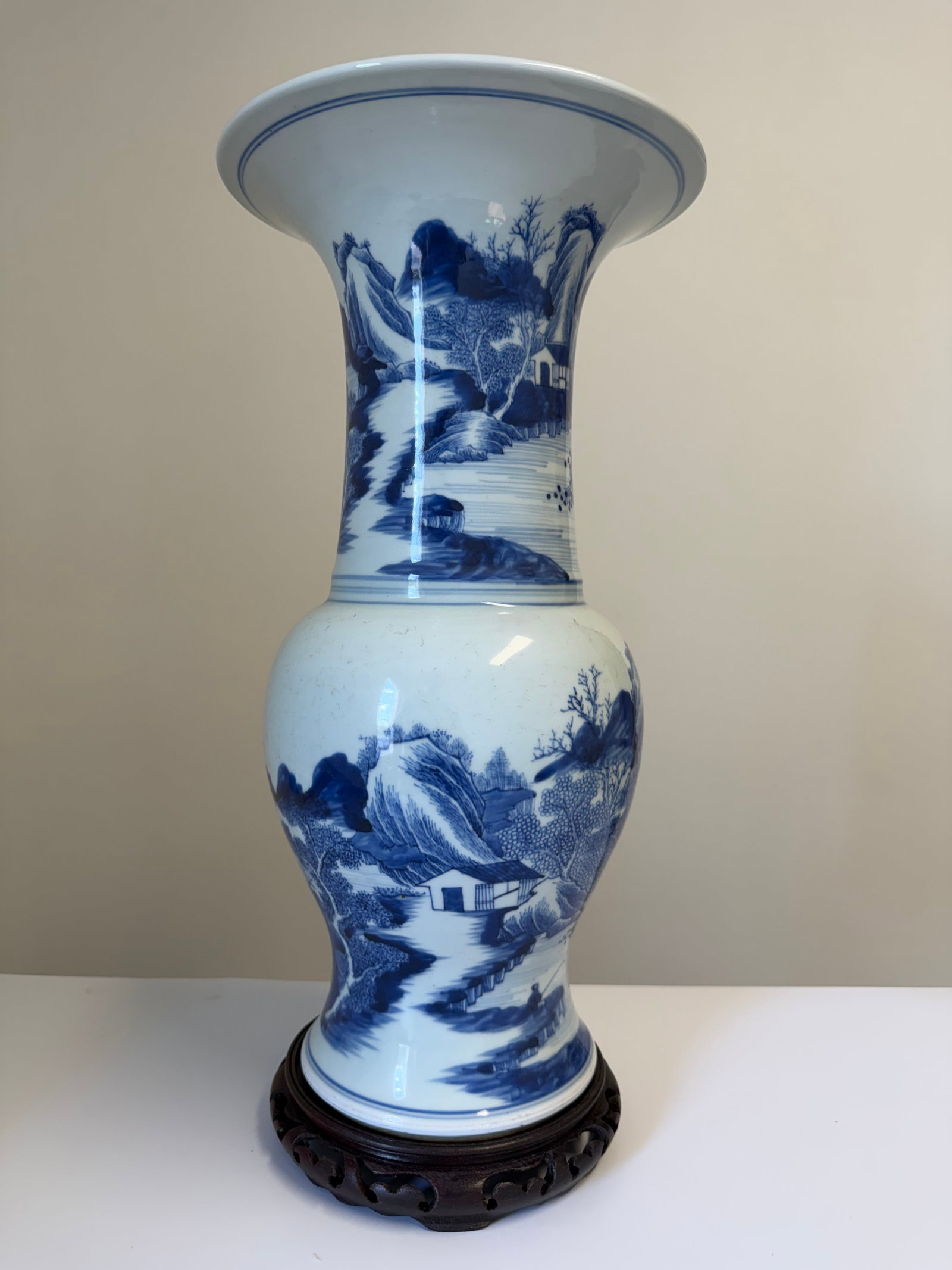 Large Chinese blue and white landscape porcelain vase (1 of 12)