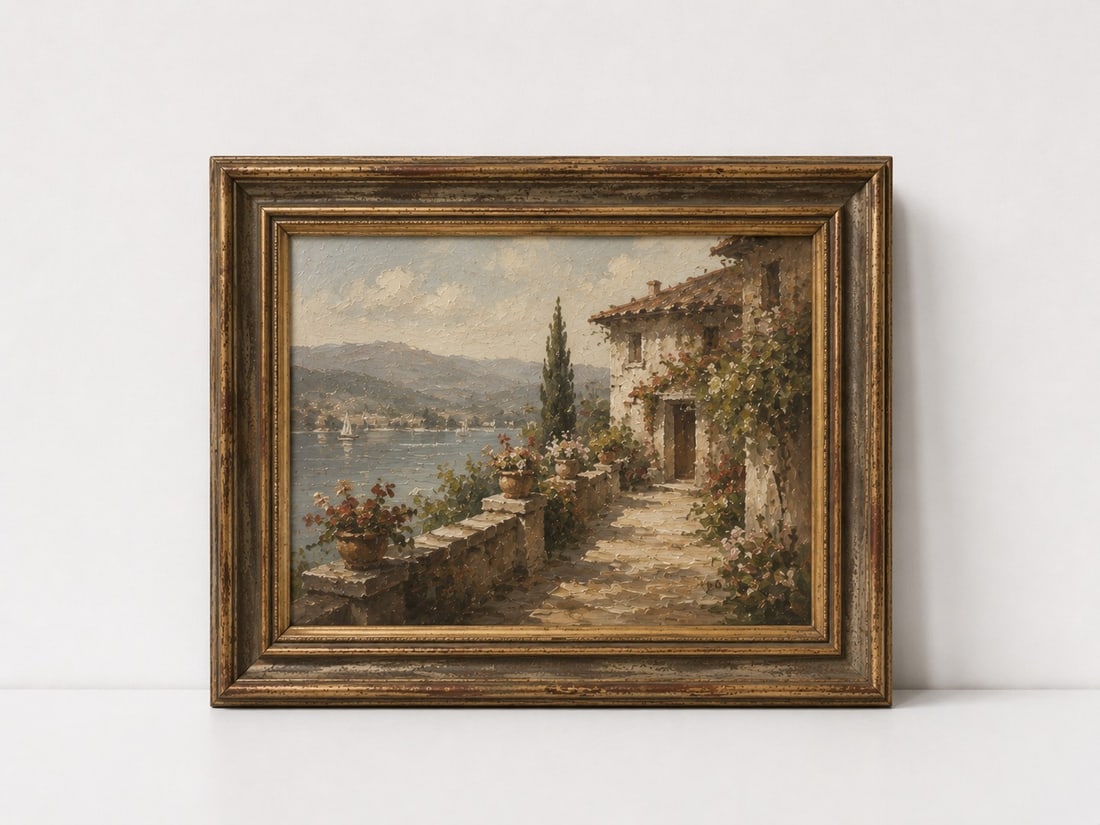 Frame Overlook at the Lake: Dimension: 21 inches , please note Due to manual measurement, dimensions may vary. Condition: Good used condition, please note buyers are obligated to come to the site to inspect the condition and