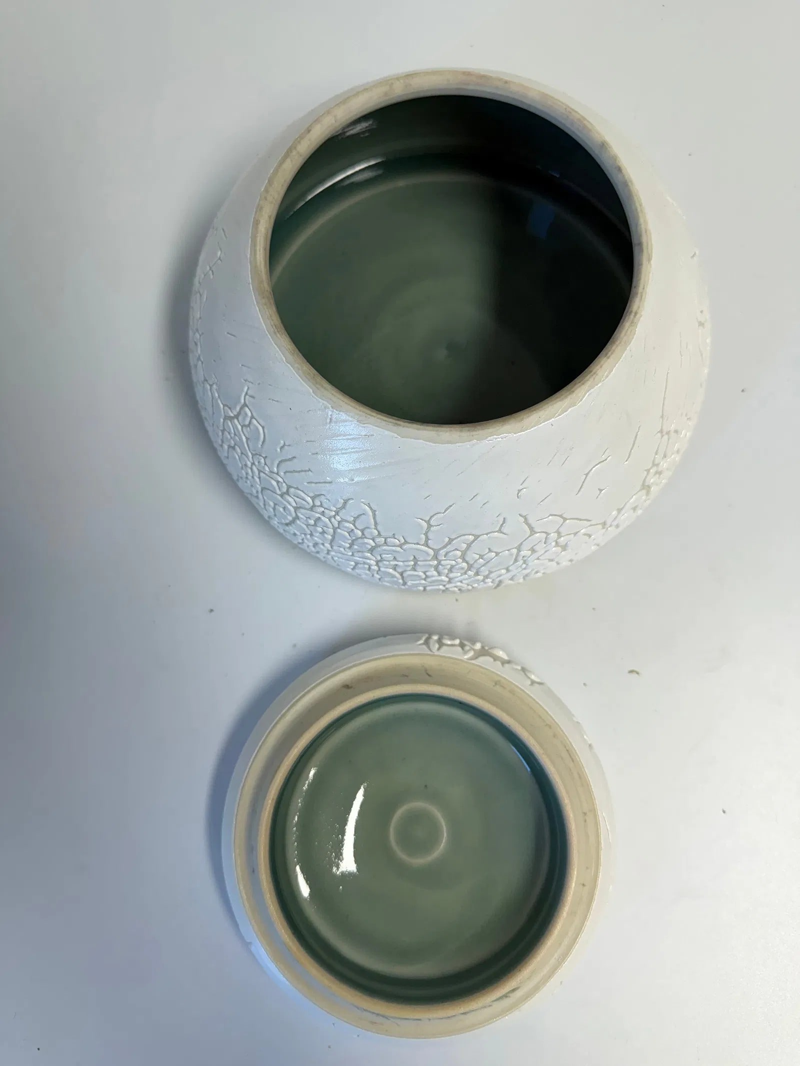 Vintage studio white glazed Ceramic jar - 3