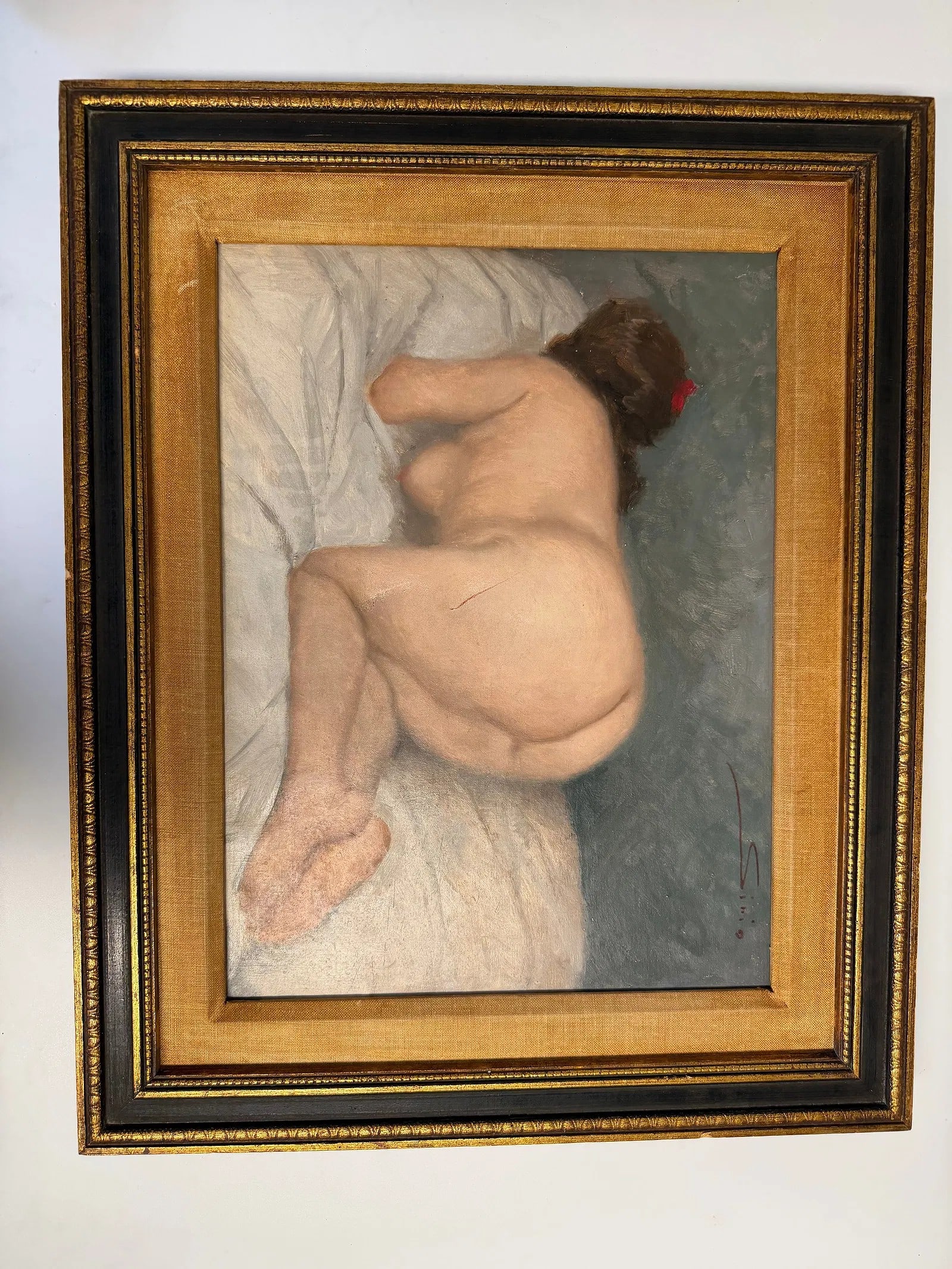 Vintage Women oil painting framed: Dimension: 31.2x17.5 inches , please note Due to manual measurement, dimensions may vary. Condition: Good used condition, please note buyers are obligated to come to the site to inspect the condition