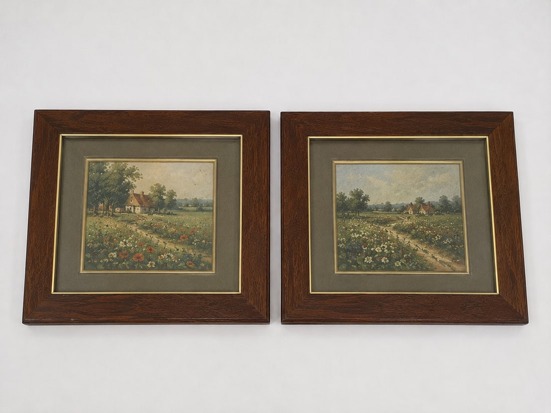 2 Framed oil flowers paintings: Dimension: inch , please note Due to manual measurement, dimensions may vary. Condition: Good used condition, please note buyers are obligated to come to the site to inspect the condition and details 