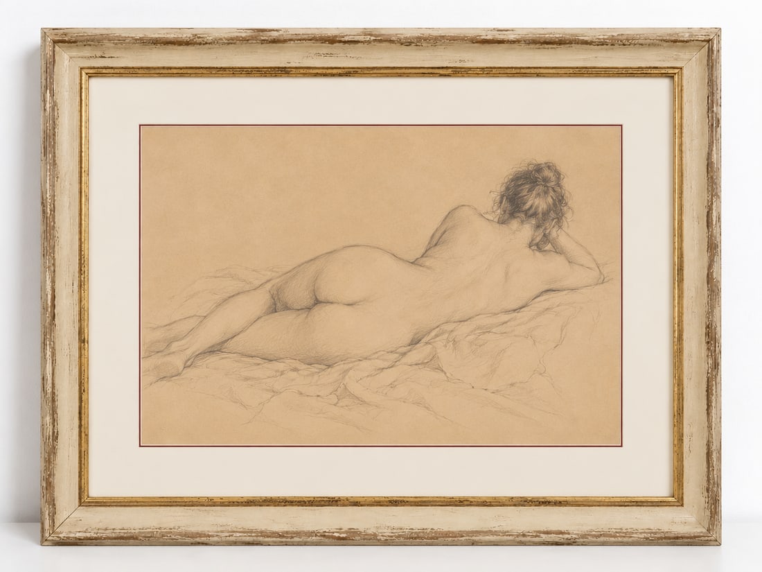 Sketch of a Lady framed: Dimension: 15.6 inch , please note Due to manual measurement, dimensions may vary. Condition: QI Auction does not guarantee age origin material authenticity attribution provenance or value. All items 