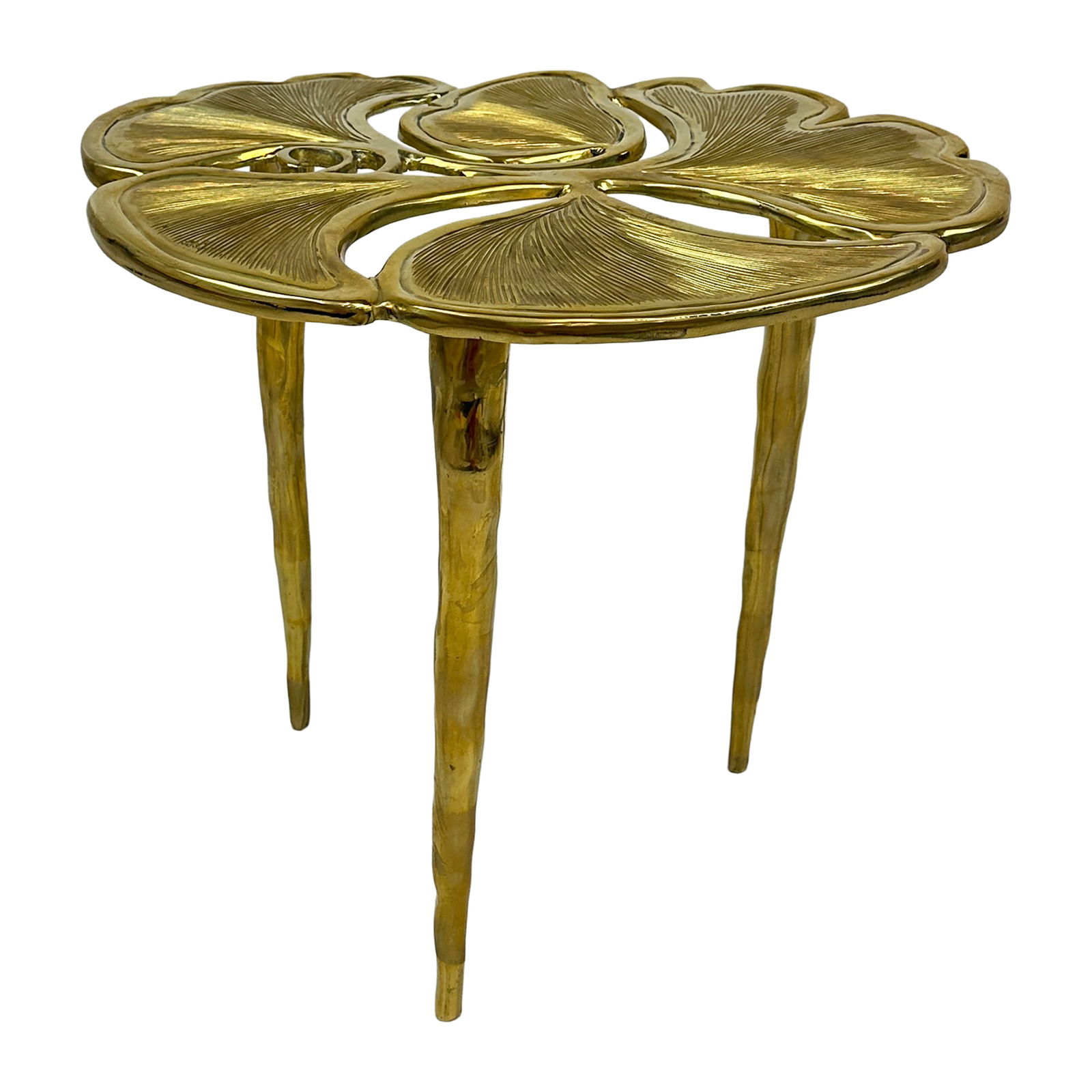 Solid Brass Side Table with Sculptural Organic Top, Mid-Century Modern Accent Table (1 of 5)