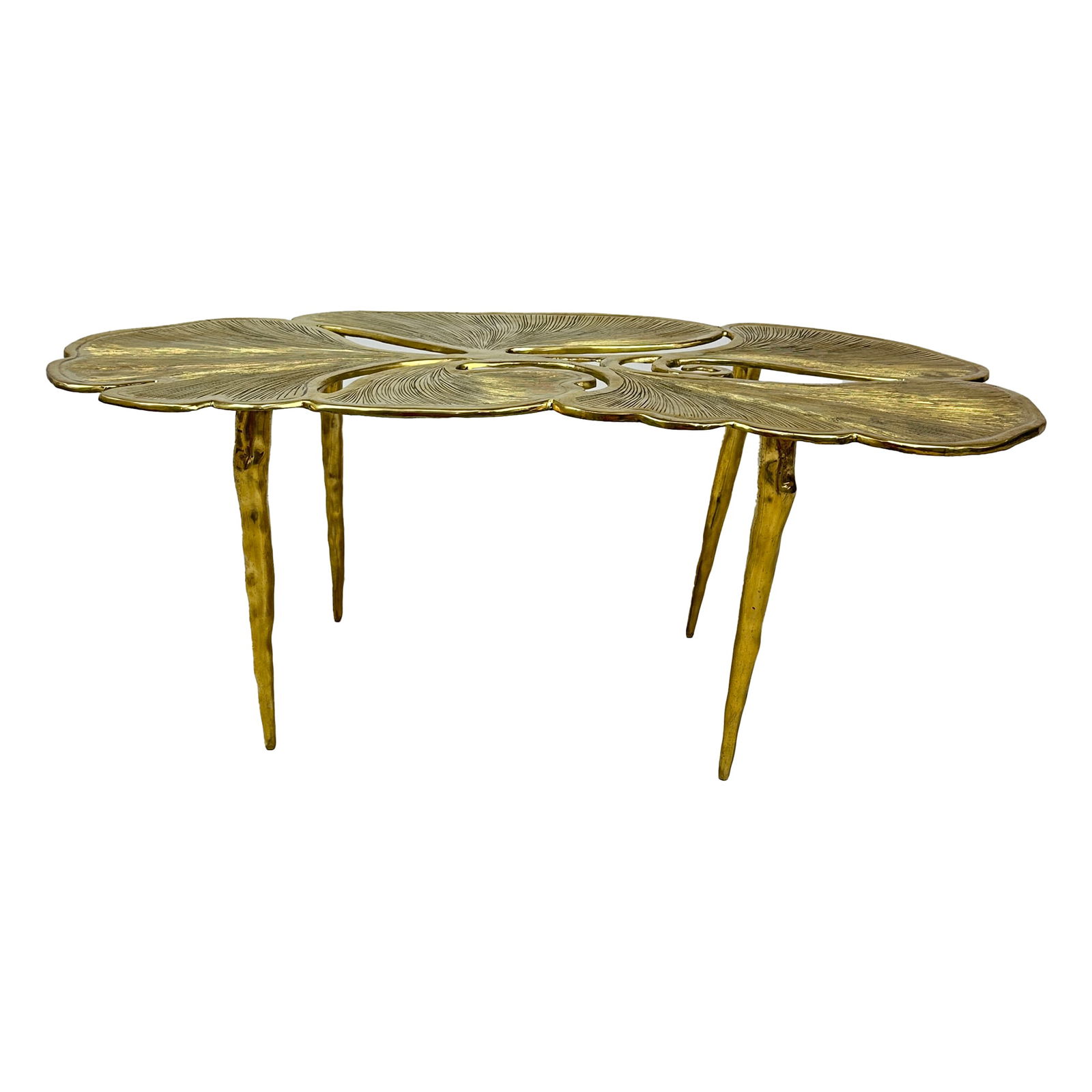 Solid Brass Sculptural Coffee Table with Organic Petal Form, Mid-Century Modern (1 of 5)