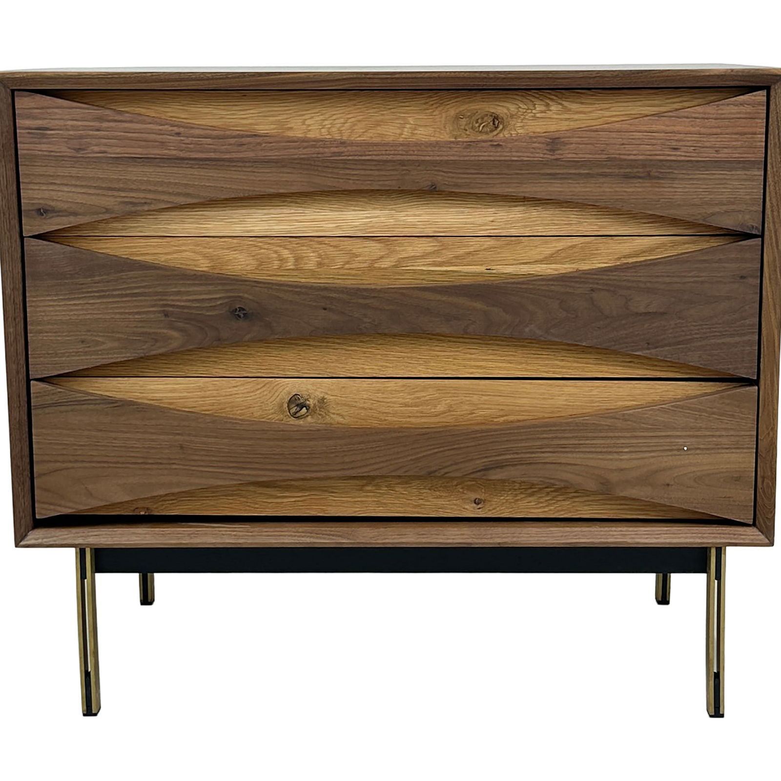 Wood Storage Cabinet with Sculpted Drawer Fronts, Mid-Century Modern Credenza (1 of 5)