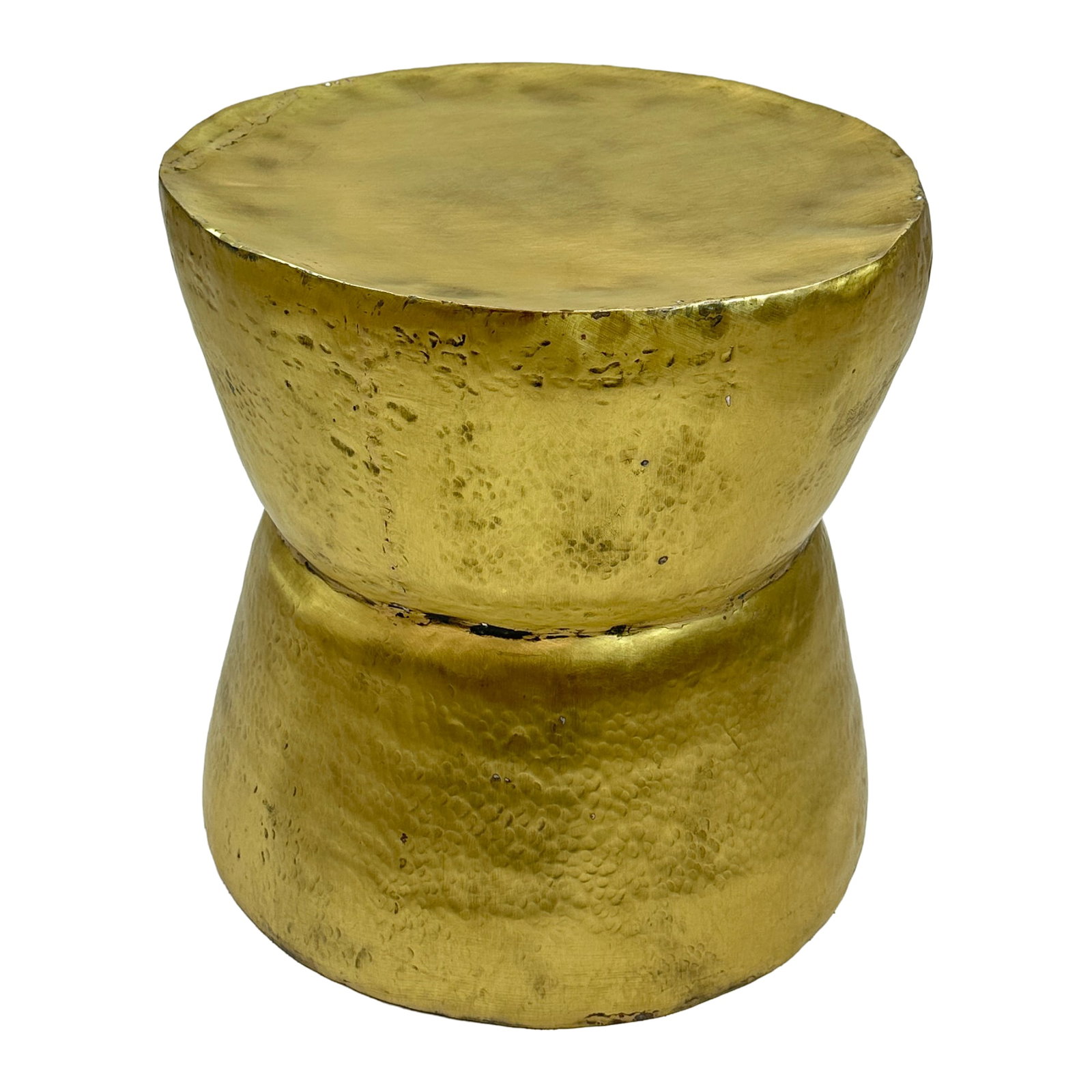 Hammered Brass Drum Stool Side Table - 2