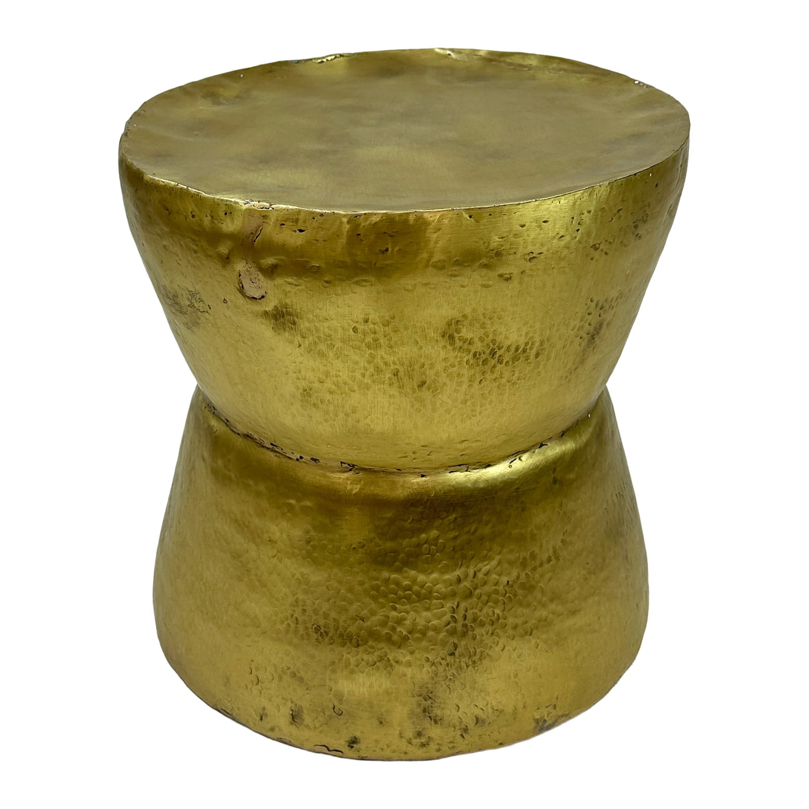 Hammered Brass Drum Stool Side Table - 3