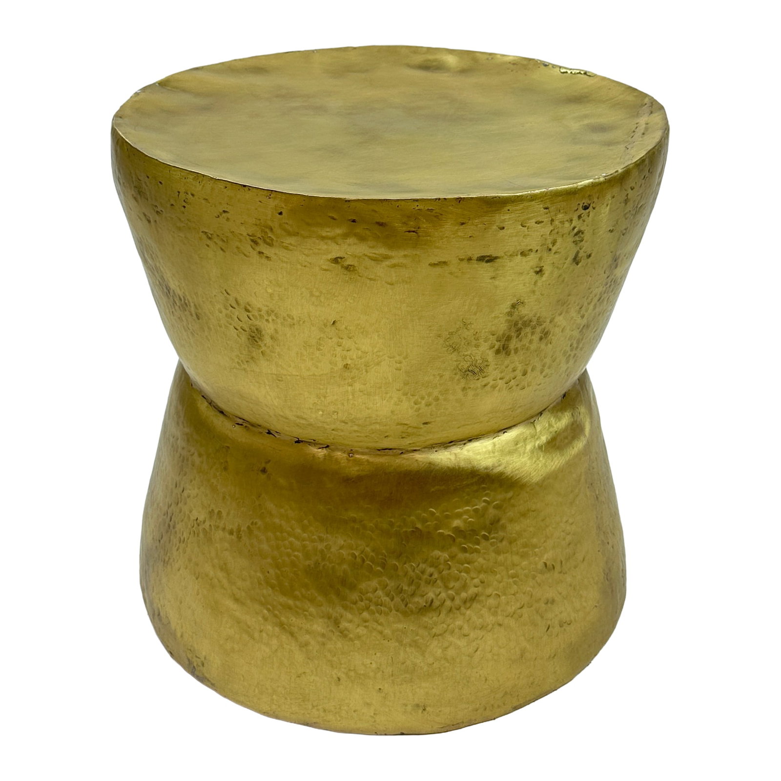 Hammered Brass Drum Stool Side Table - 4