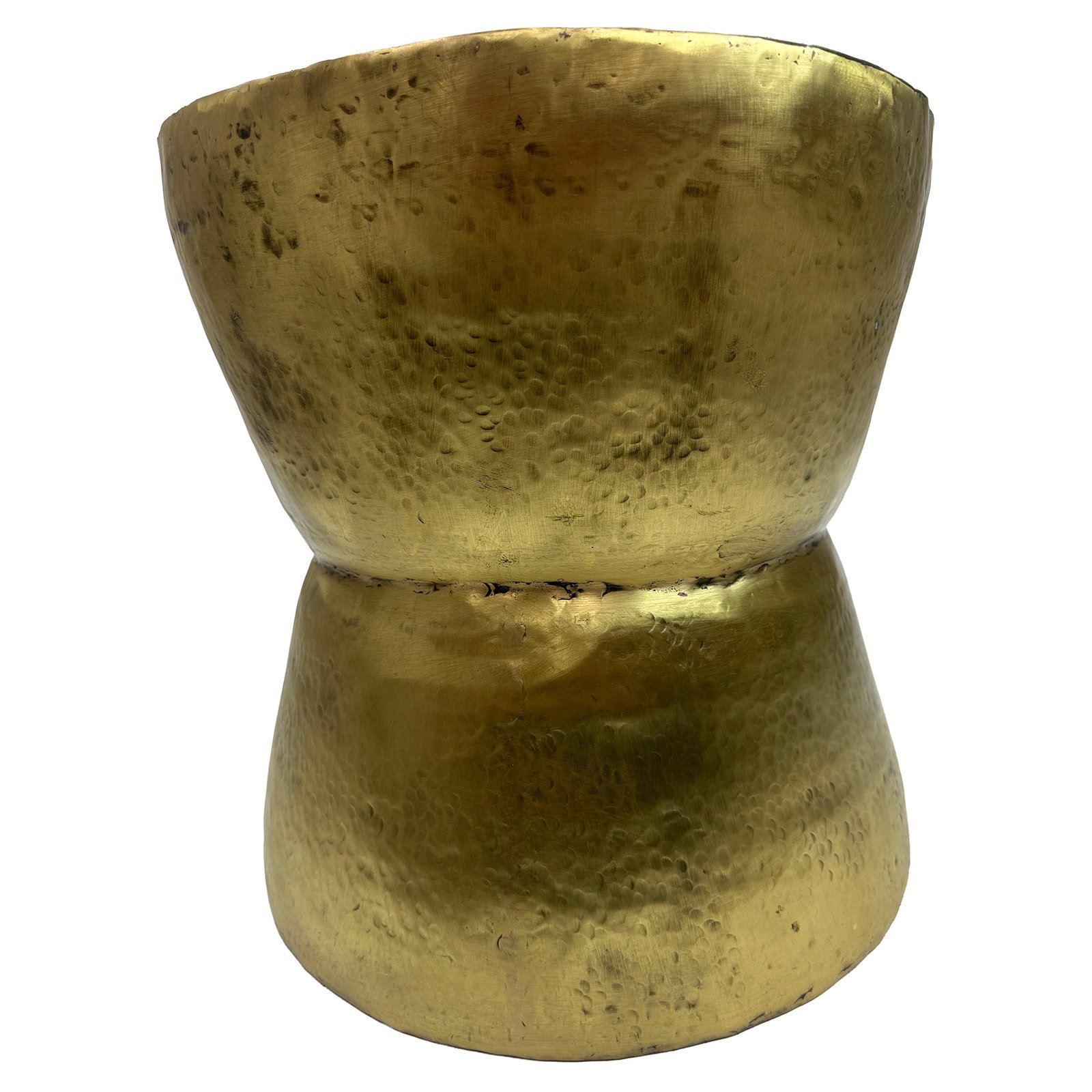 Hammered Brass Drum Stool Side Table - 6