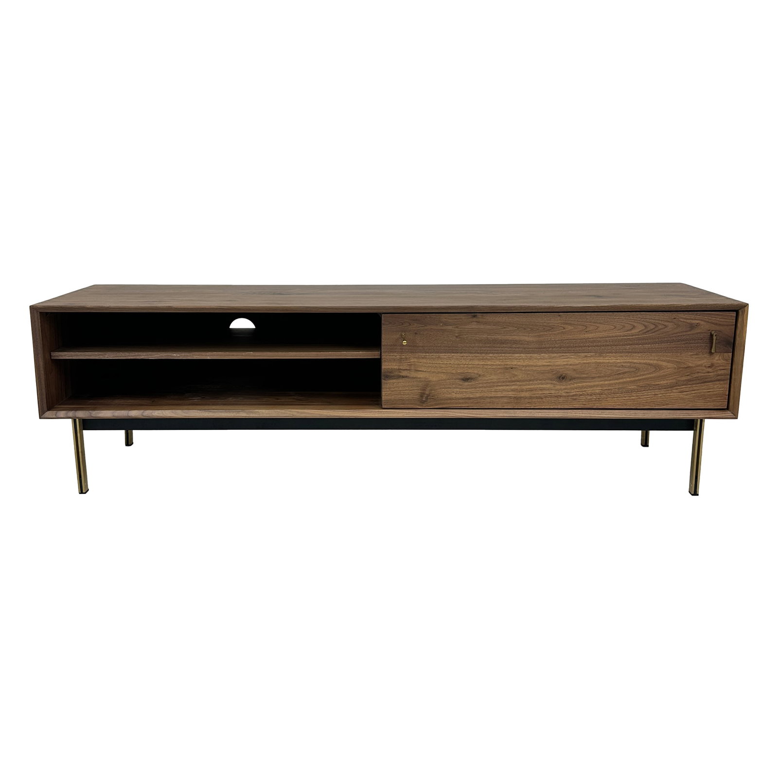 Ansell Modern Wood TV Media Cabinet: The Ansell Priority TV Cabinet embodies refined minimalism with a warm, modern touch. Crafted from rich wood with natural grain patterns, it features clean lines and a low, elongated silhouette that