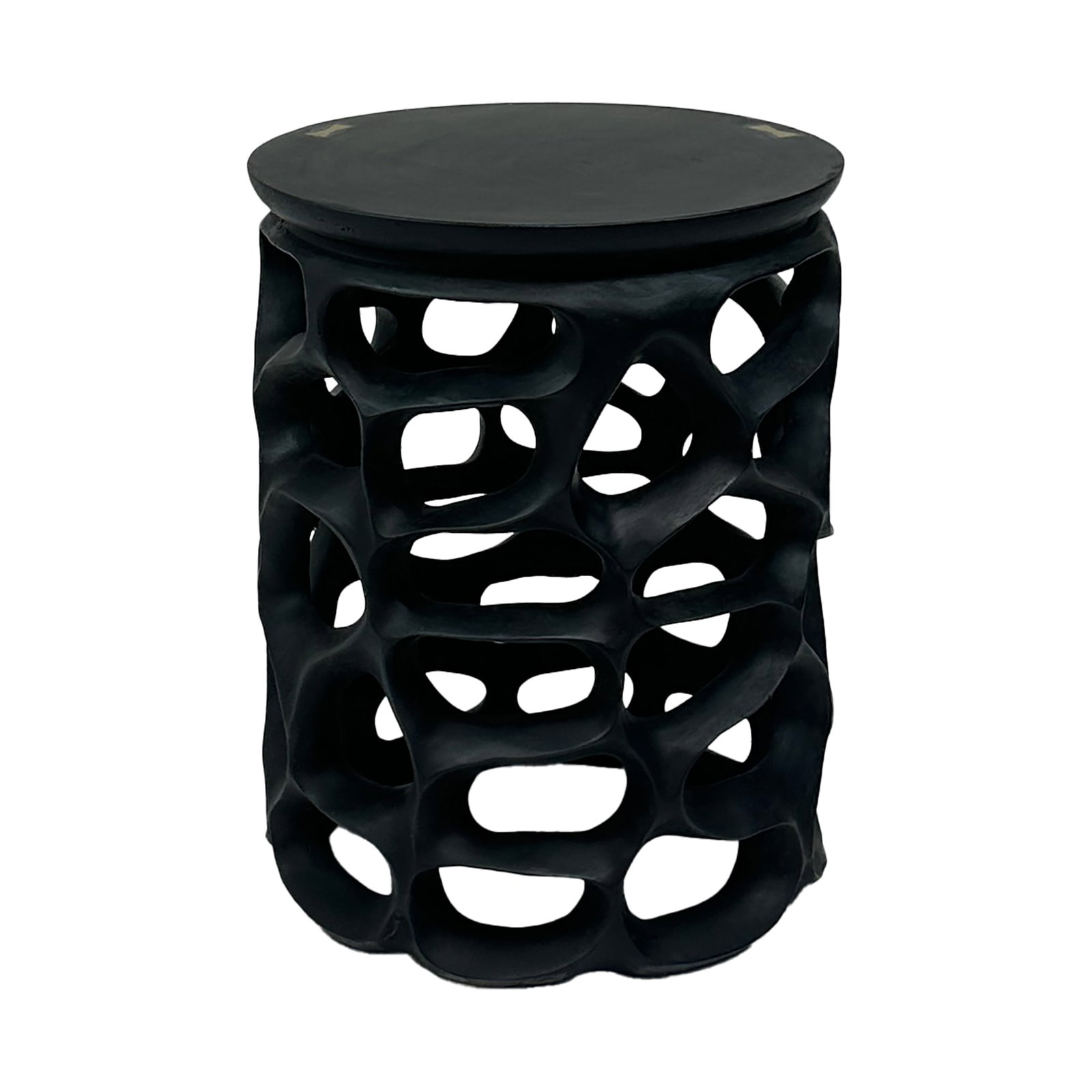 Boulder Black Sculptural Stool Side Table - 3