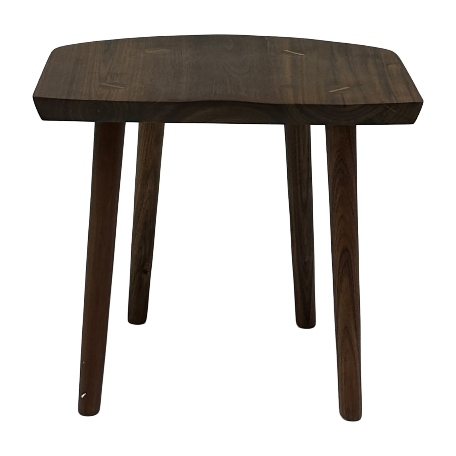 Shitakke Solid Walnut Sculptural Stool: The Shitakke Stool is a beautifully simple yet refined piece, crafted from solid walnut. Its gently curved seat and tapered legs evoke a natural, organic form reminiscent of the mushroom it’s named