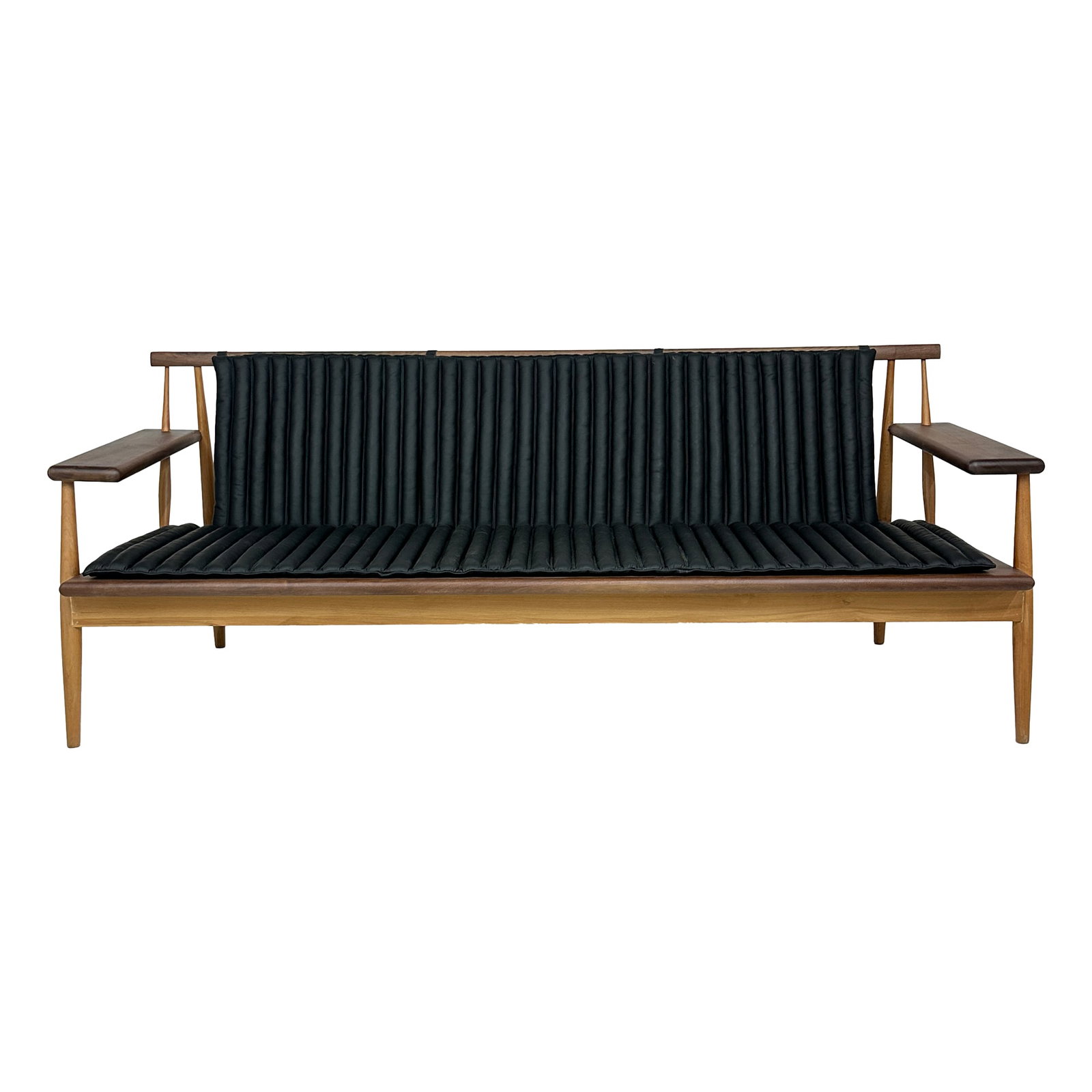 Onsen Wood & Black Cushioned Sofa Bench (1 of 4)