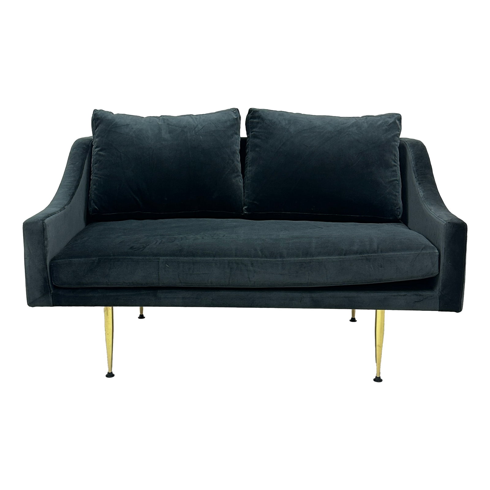 Florence Velvet Mid-Century Loveseat Sofa: The Florence Love Seat Sofa combines elegance and comfort in a compact, refined silhouette. Upholstered in a deep, rich velvet, it exudes sophistication while offering plush seating with two