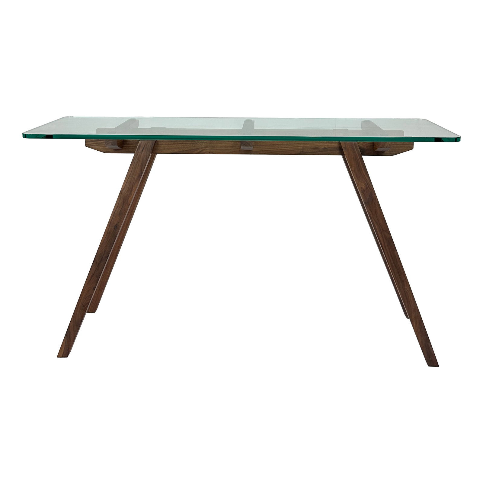 Walnut & Glass Modern Console Table - 2
