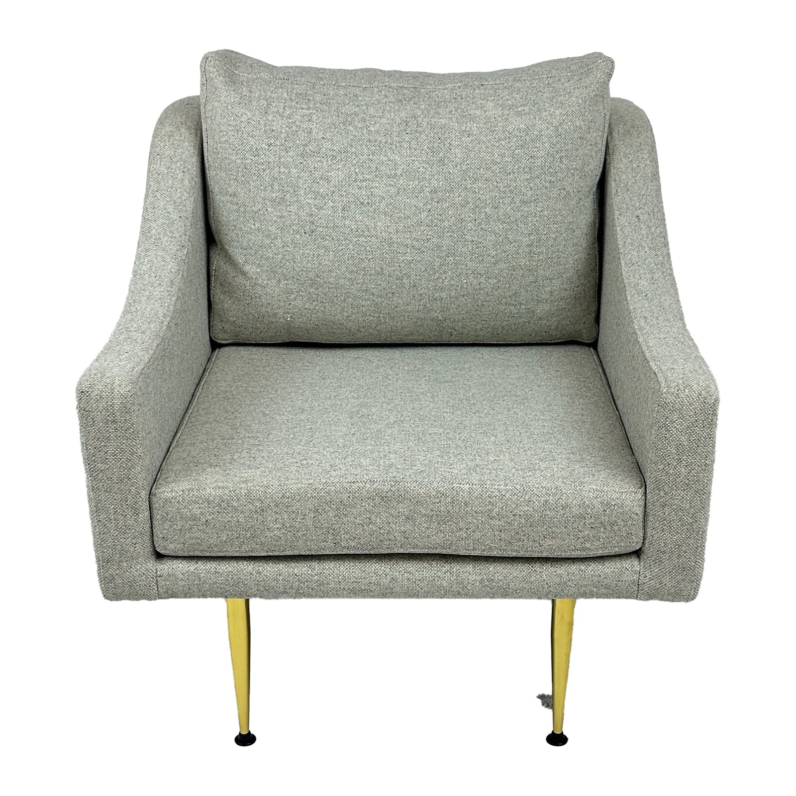 Florence Upholstered Brass Leg Lounge Chair: The Florence Side Lounge Chair offers a refined take on mid-century modern style, blending comfort with elegant form. It features soft, tailored upholstery, gracefully sloped arms, and plush