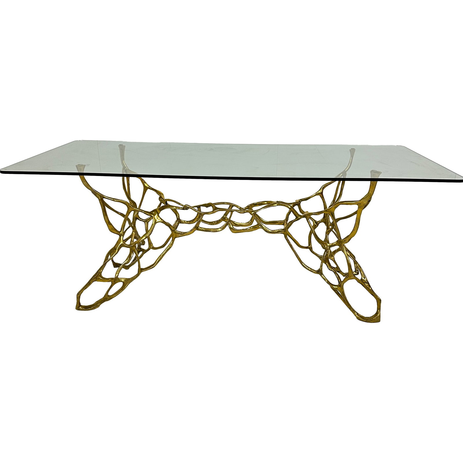Web Sculptural Brass & Glass Dining Table (1 of 4)