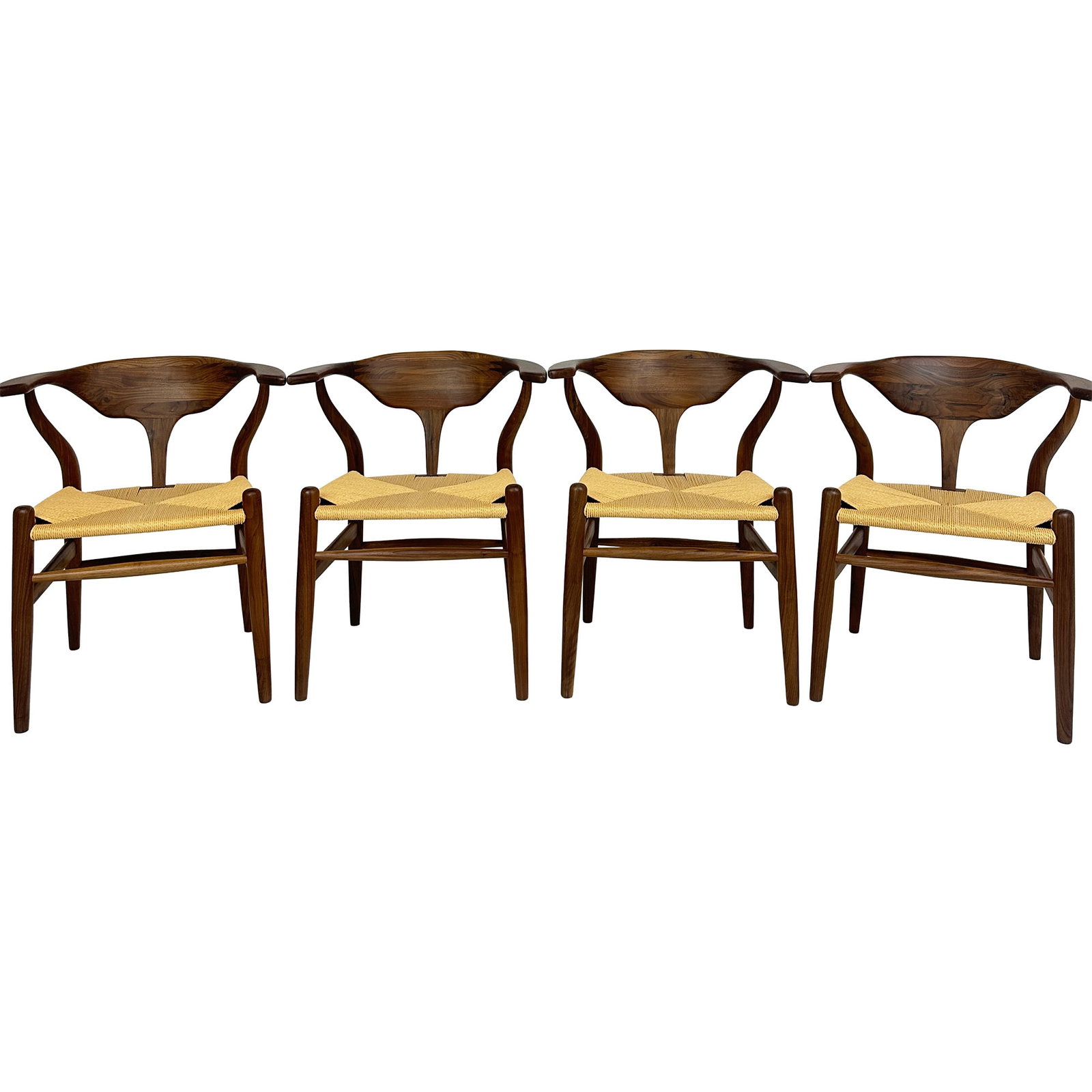Set of 4 Maoming Walnut Paper Cord Chairs (1 of 4)