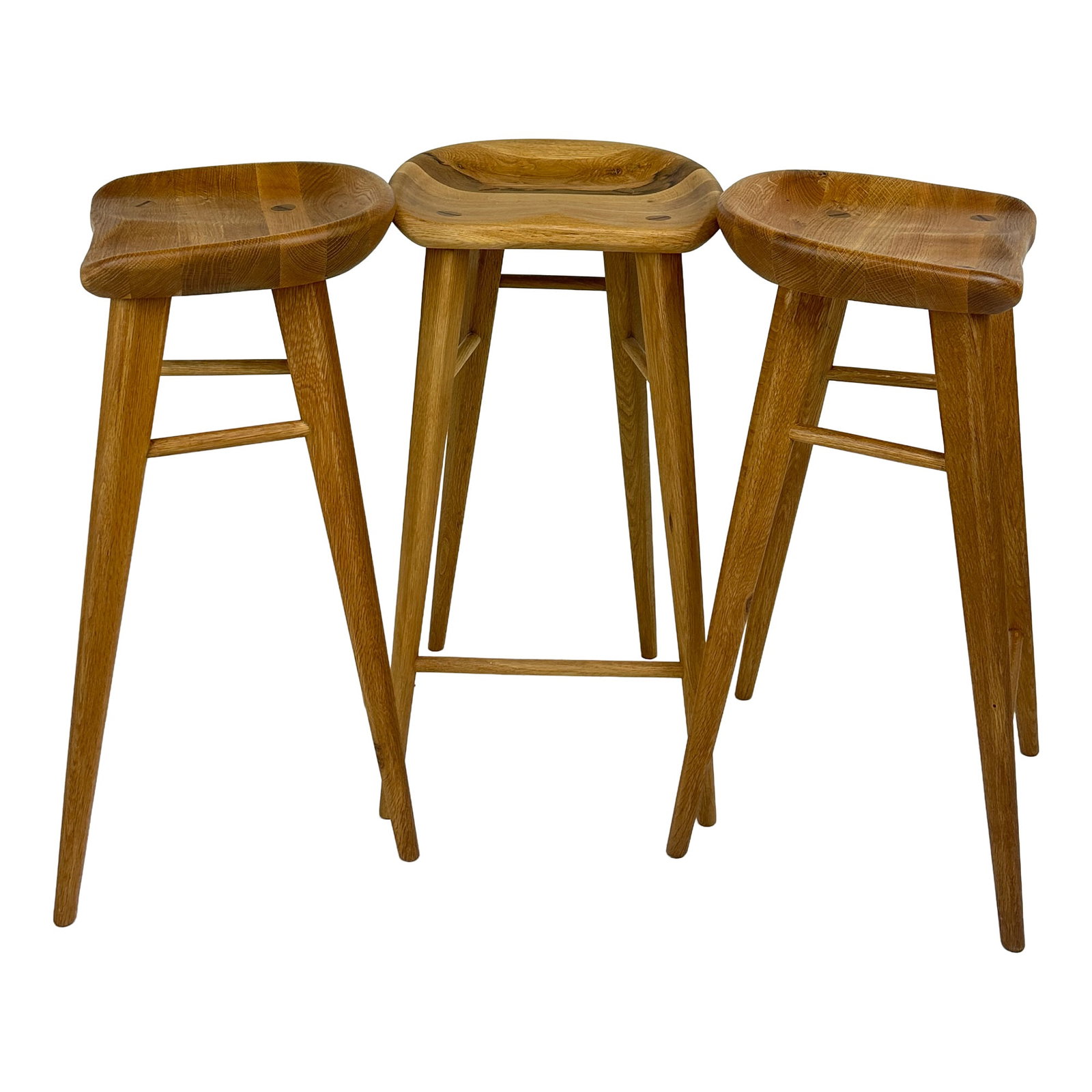 Taburet Solid Wood Bar Stool Set - 3