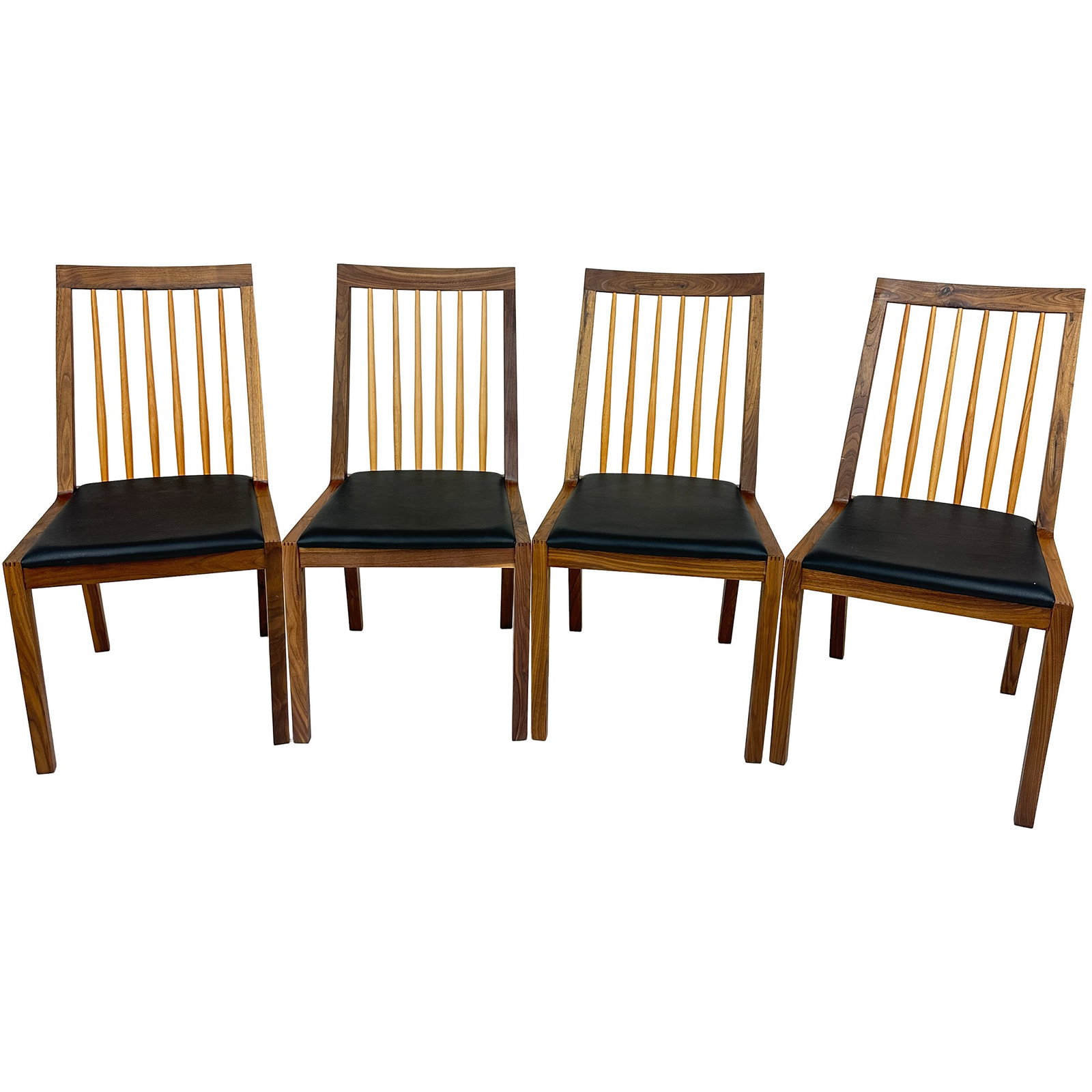 Koto Wood & Leather Dining Chair Set (1 of 7)