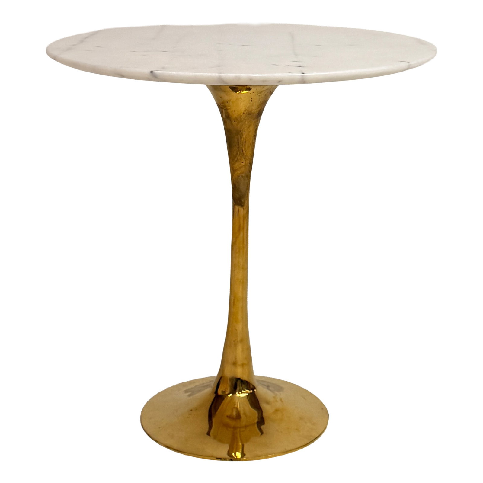 Round Marble Top Brass Base Side Table - 2