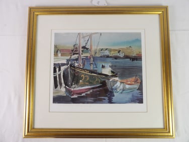 Signed Edna Hibel boat print