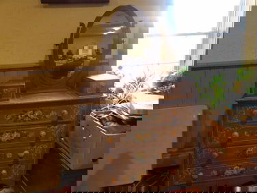 Painted pine dresser with mirror