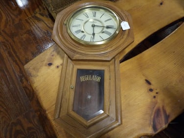 Oak regulator clock