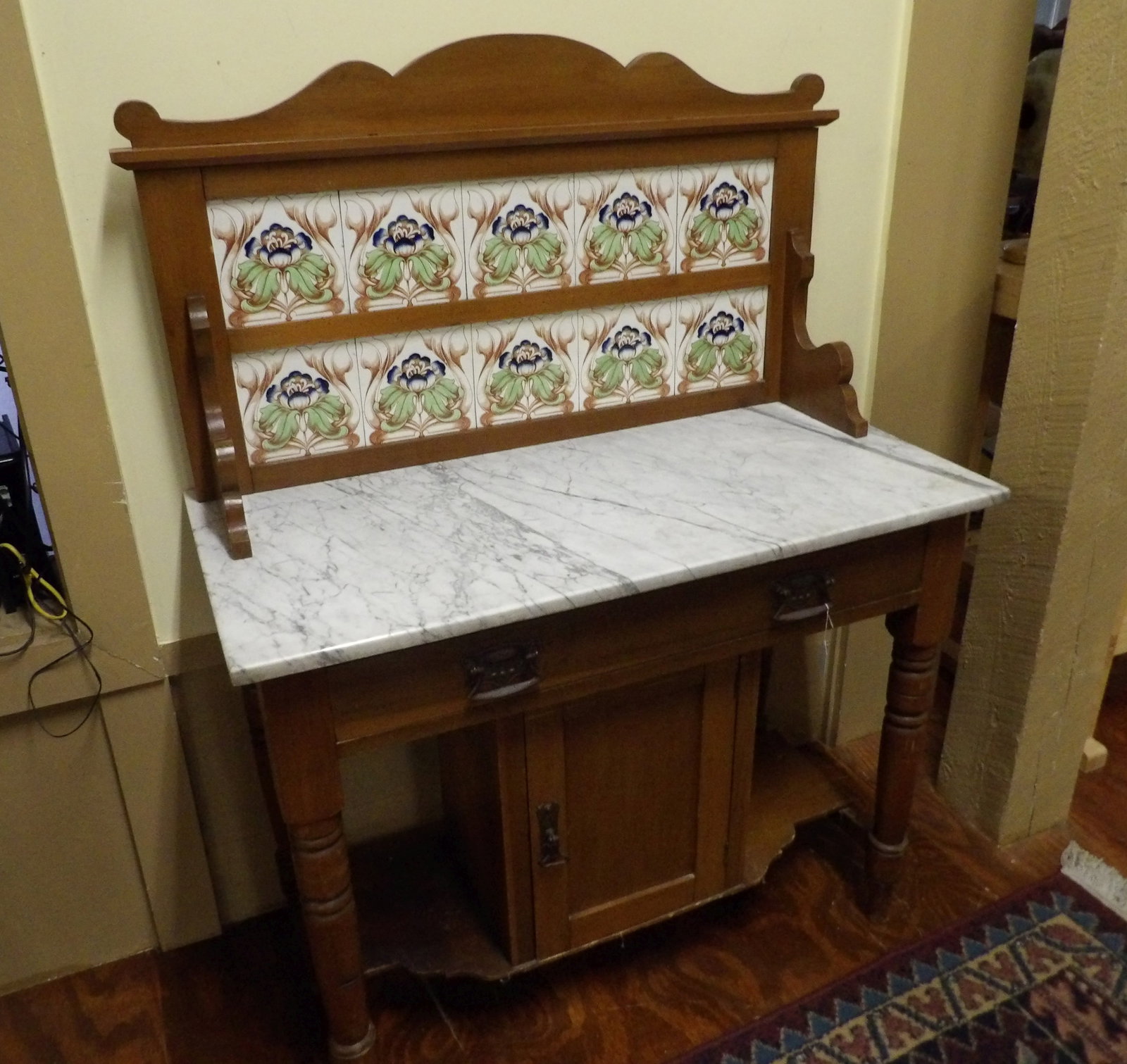 Marble top server: Marble top server. 18" deep by 3' wide. All measurements approximate. Please see photos for condition and details. Selling as is from 04281.