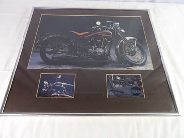 Framed Photo of early Harley Davidson Motorcycle