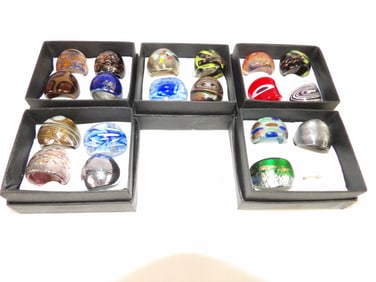 19 Hand Blown Glass Rings