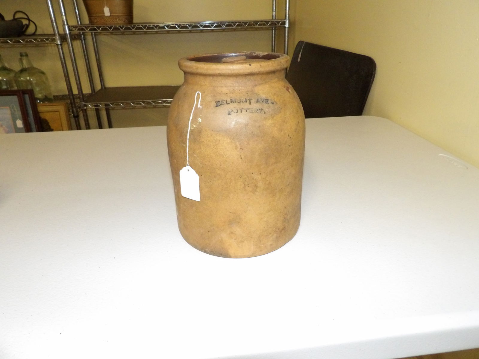 Belmont Avenue Pottery Piece: 9 1/2" Belmont Avenue Pottery Piece, (Small chip in top) All measurements approximate. Please see photos for condition and details. Selling as is from 04281.