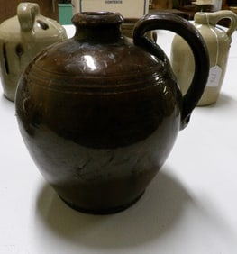 8 1/2" Dark Brown Clay Pottery Jug