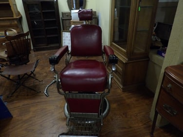 Koken Red Leather Barber Chair