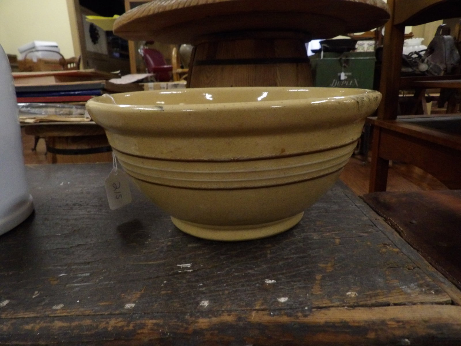 Early Mixing Bowl: 10 3/4" Diameter Early Mixing Bowl. All measurements approximate. Please see photos for condition and details. Selling as is from 04281.