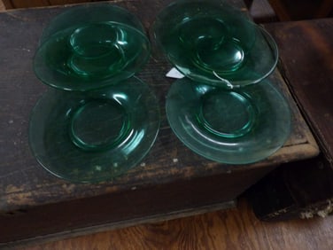 Set of 6 Green Uranium Glass Plates