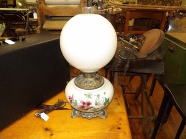 Hand painted hurricane lamp