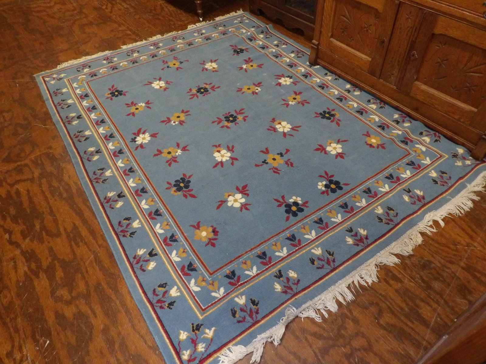 Early woven rug: Early woven rug. 5'6" by 7'5". All measurements approximate. Please see photos for condition and details. Selling as is from 04281.